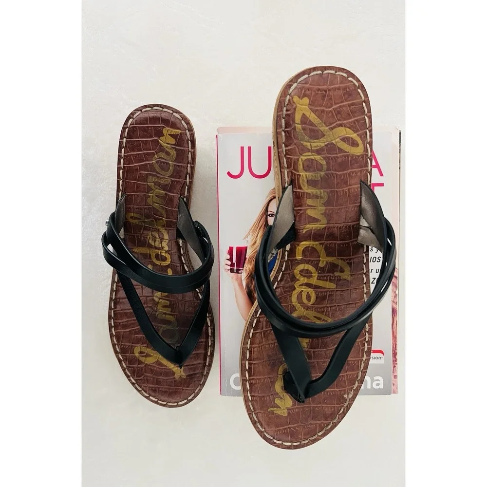 Sam Edelman Womens Rasha Slip On Cork Wedge Flip Flop Sandals Dark Brown Sz‎ 9.5